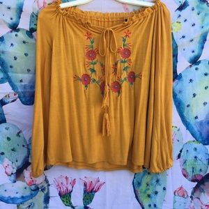 Boho off shoulder long sleeve blouse